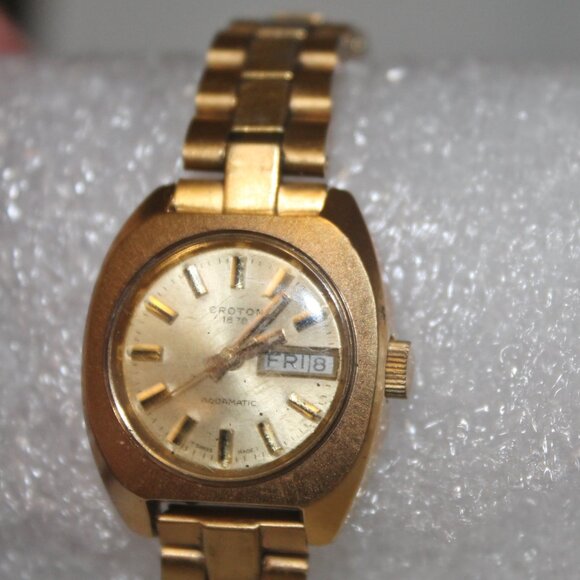 Vintage Antique Croton 1878 Aquamatic Day Date Watch Timepiece